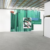 12 Franziska Huenig, INSTALL 11 1, 2011, Ausstellungsansicht Autocenter Berlin, Acryl auf Werbeplanen, 360x600x30cm